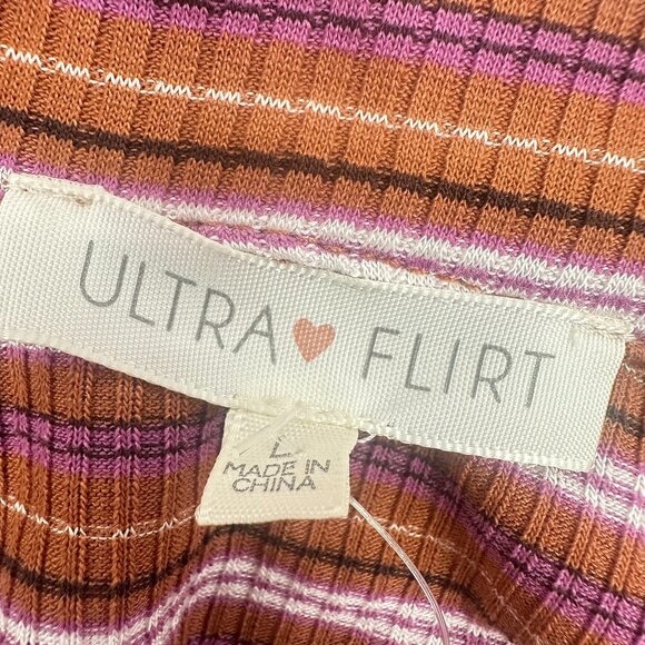 NEW! Ultra Flirt Knit Top 80's Style Collared V-Neck Junior Large Stretch - Picture 3 of 11